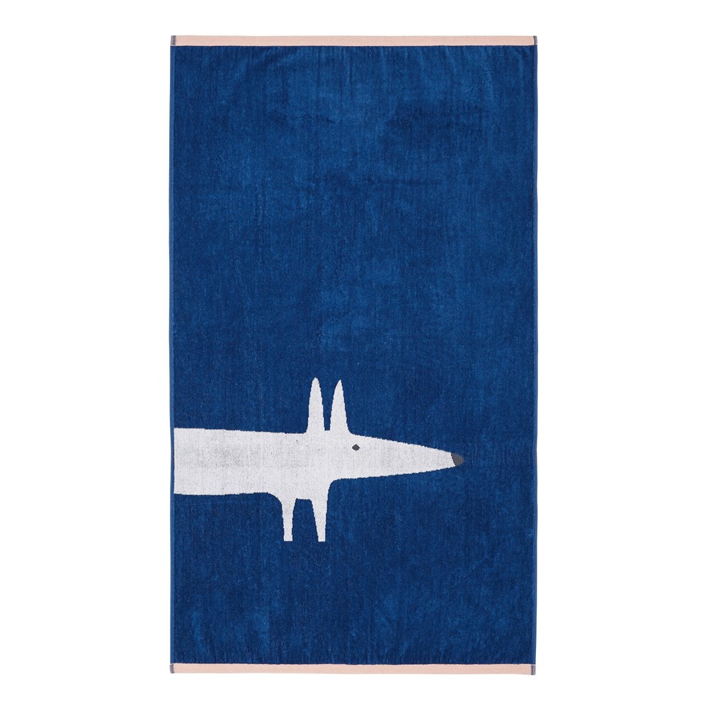 Mr Fox Large Cotton Velour Towels By Scion in Denim Blue